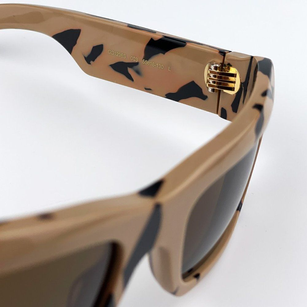 SALE! NEW Gucci GG1296S 003 Black Big Spotted Havana Rectangle Unisex Sunglasses - Picture 8 of 10